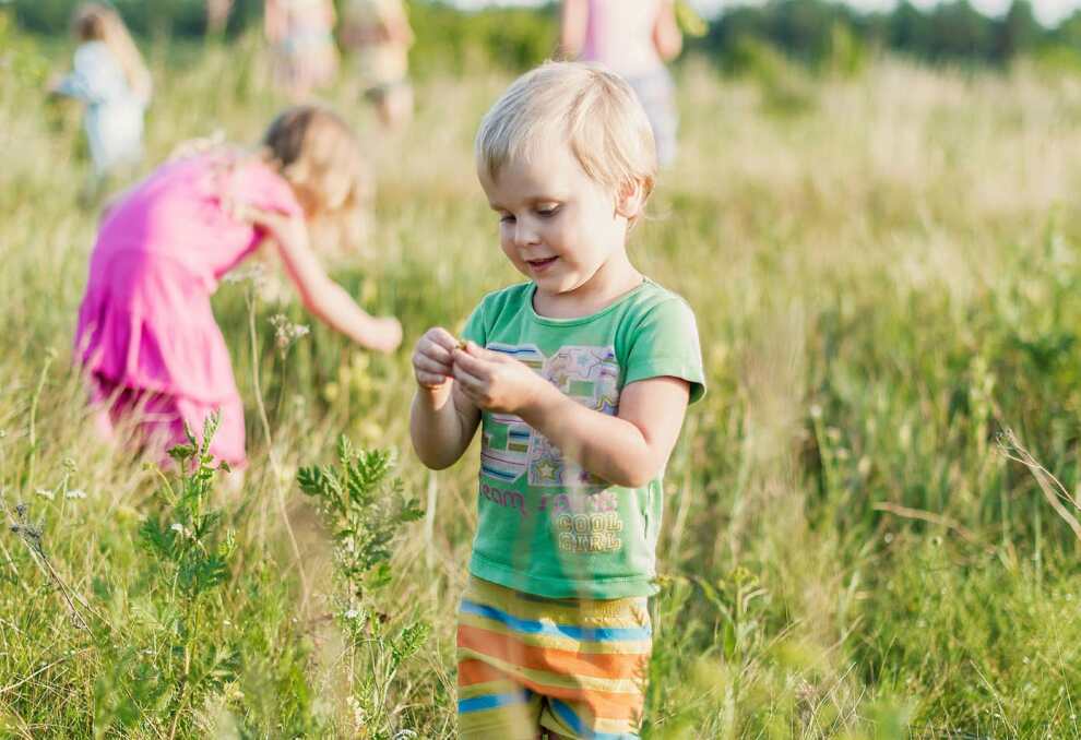 Child playing in nature.