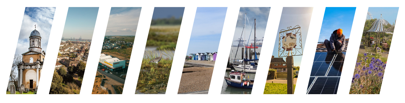 A series of images showing rural, coastal, and town life in Tendring.